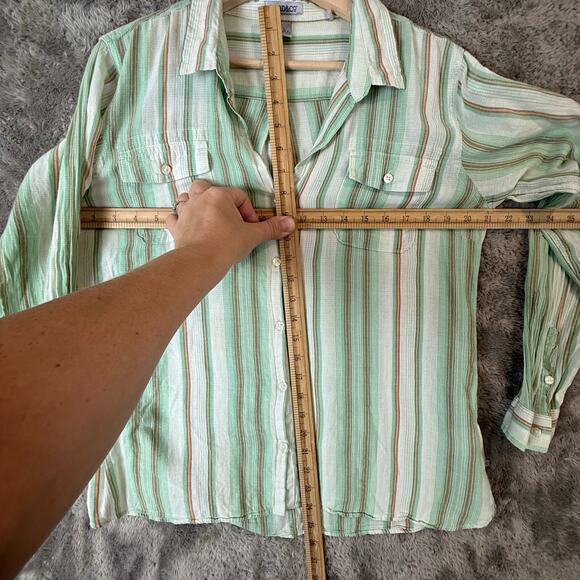 Toad & Co Long Sleeve Airbrush Shirt Button Down Green Stripe L Women's - Picture 10 of 12